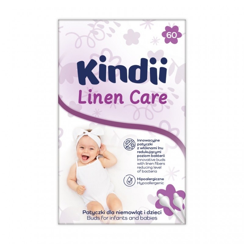 KINDII Patyczki dla niemowląt i dzieci Linen Care 1op.-60szt