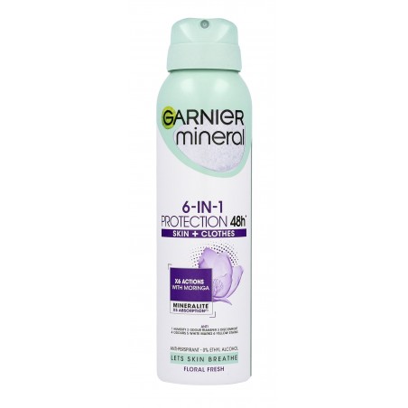 Garnier Mineral Dezodorant spray 6in1 Protection 48h Floral Fresh - Skin+Clothes  150ml