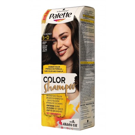 Palette Color Shampoo Szampon koloryzujący  nr 5-0 (221) Średni Brąz  1op.
