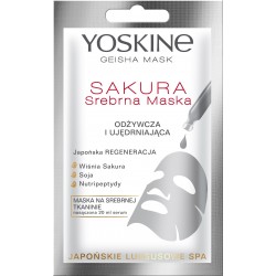 Yoskine Geisha Mask Sakura Srebrna Maska na tkaninie odżywcza i ujędrniająca  20ml