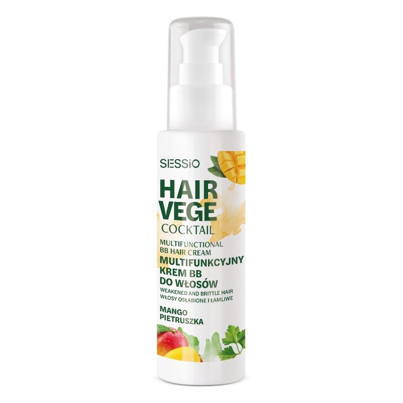 SESSIO Hair Vege Coctail Multifunkcyjny Krem BB do włosów osłabionych i łamliwych - Mango i Pietruszka 100ml