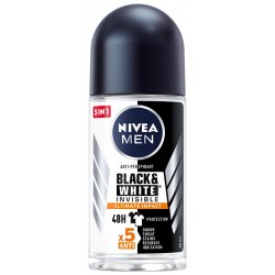 Nivea Men Dezodorant BLACK& WHITE INVISIBLE Ultimate Impact 5in1 roll-on  50ml