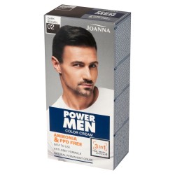 JOANNA Power Men Color Cream Farba do włosów 3in1 dla mężczyzn nr 02 - Dark Brown 100g