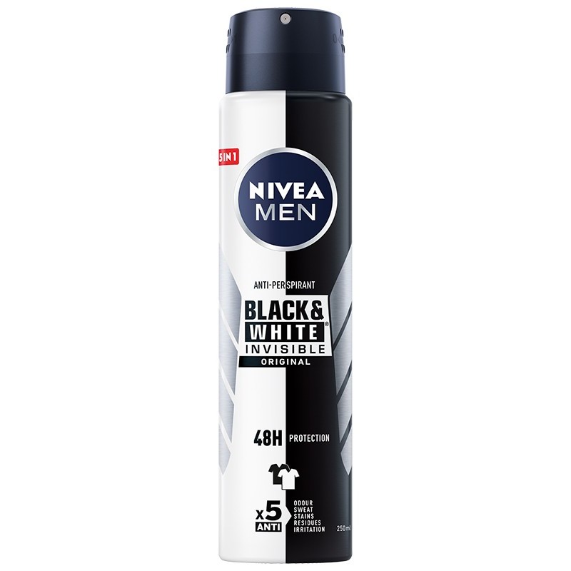 Nivea Antyperspirant ORIGINAL BLACK&WHITE INVISIBLE spray męski  250ml
