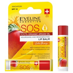 EVELINE SOS Lip Balm 100% Organic Argan Oil Balsam do ust odżywczo-regenerujący Exotic Mango 1szt
