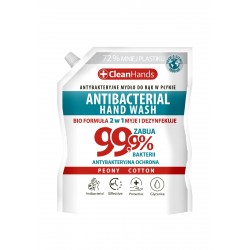 CLEAN HANDS Mydło antybakteryjne BIO 99,9% Peony&Cotton zapas 1000 ml