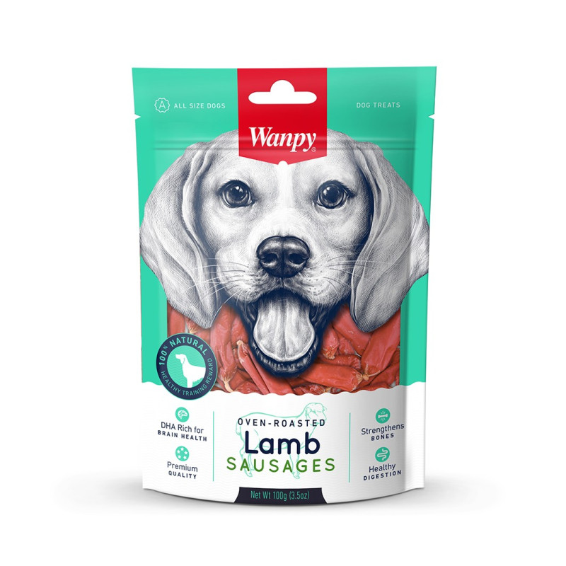 WANPY Dogs Przekąski dla psów Lamb - kiełbaski z jagnięciny 100 g
