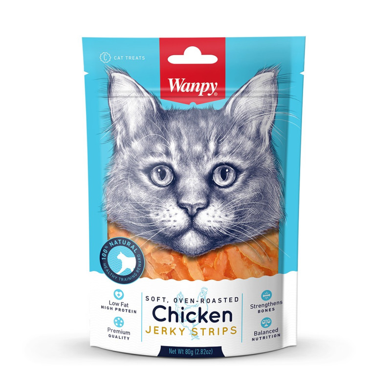 WANPY Cats Przekąski dla kotów Chicken - paseczki z kurczaka 80 g
