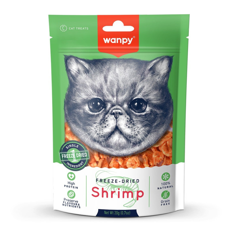 WANPY Cats Przekąski dla kotów Shrimp - liofilizowane krewetki 20 g