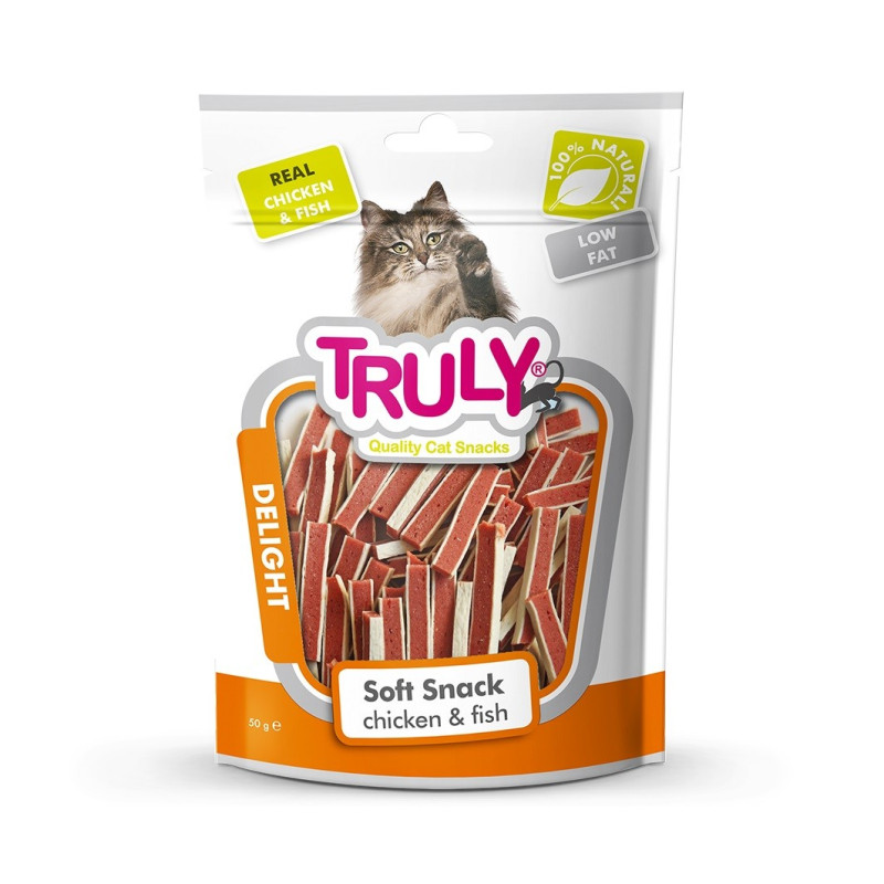 TRULY Cat Snacks Przekąski dla kota Delight paseczki - kurczak i ryba 50 g