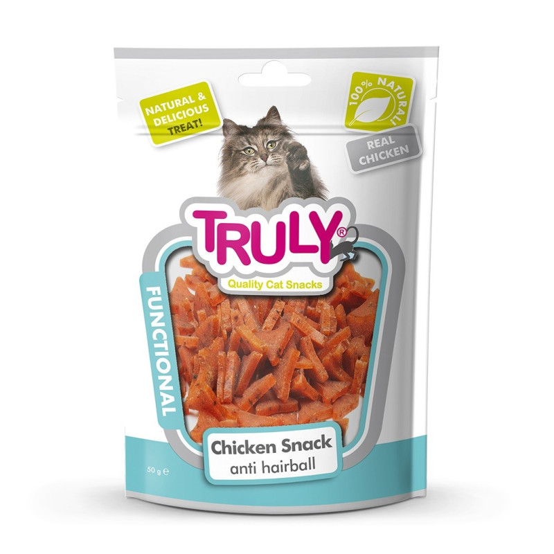 TRULY Cat Snacks Przekąski dla kota Functional- kawałki kurczaka i tauryna (antykłaczkowa) 50 g