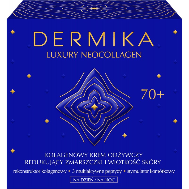 Dermika Luxury Neocollagen 70+ Kolagenowy Krem odżywczy redukujący zmarszczki i wiotkość skóry na dzień i noc  50ml