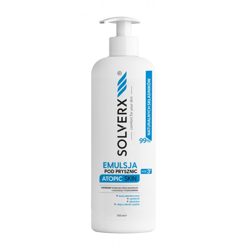 SOLVERX Atopic Skin Emulsja pod prysznic - łagodząca podrażnienia i przeciwzapalna  500ml