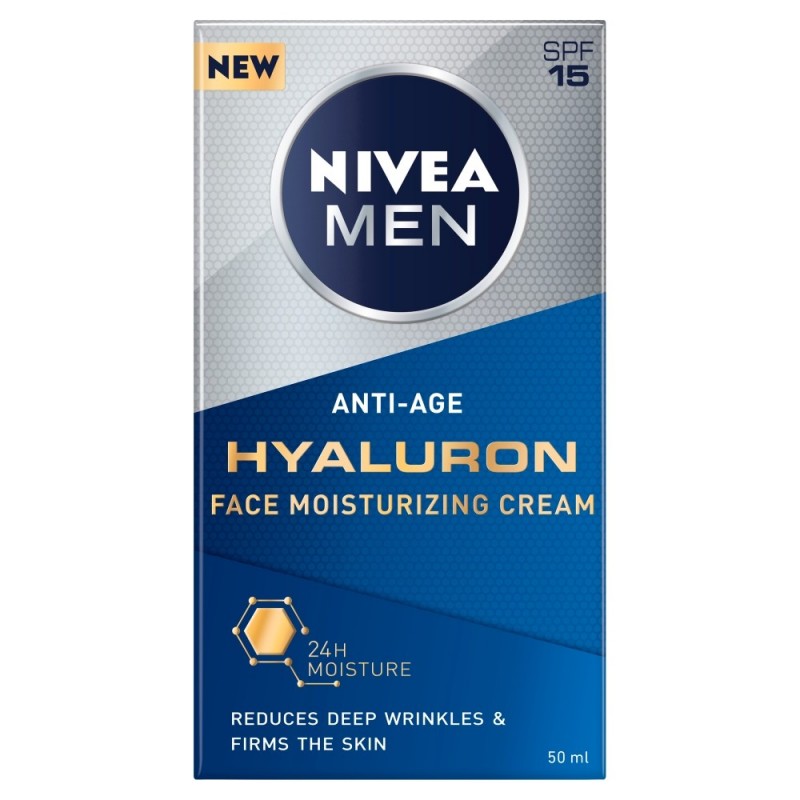 NIVEA Men Hyaluron Przeciwzmarszczkowy krem do twarzy Anti-Age SPF 15 50 ml