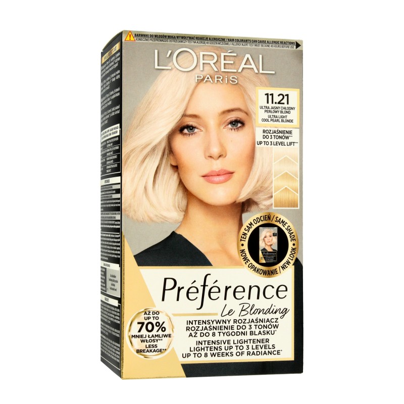 LOREAL Preference Le Blonding Farba-Rozjaśniacz do włosów nr 11.21 - Ultra Jasny Chłodny Perłowy Blond 1op.
