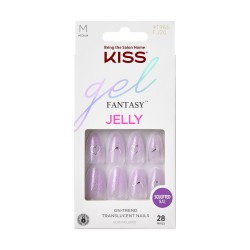 KISS Sztuczne paznokcie na klej Gel Fantasy Jelly, One Day Jelly, Purple, Medium Almond