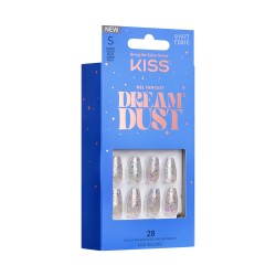 KISS Sztuczne paznokcie na klej Gel Fantasy Dreamdust, Mood Dust, White, Short Coffin