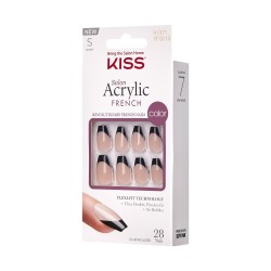 KISS Sztuczne paznokcie na klej Salon Acrylic French, Flame, Black, Short Coffin