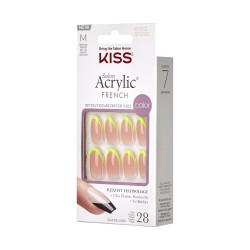 KISS szt.pazn.na klej Salon Acrylic French, ‘Hype’, Neon Yellow, Medium Almond