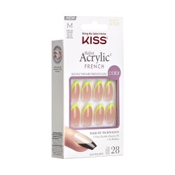 KISS szt.pazn.na klej Salon Acrylic French, ‘Hype’, Neon Yellow, Medium Almond