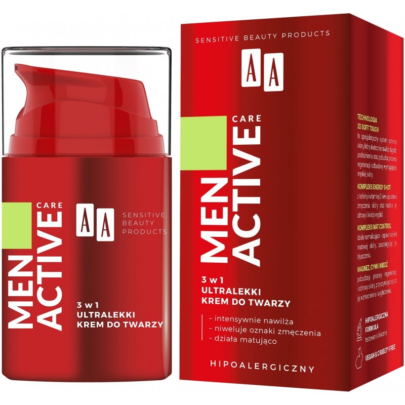 AA Men Active Care Ultralekki Krem do twarzy 3w1 50ml