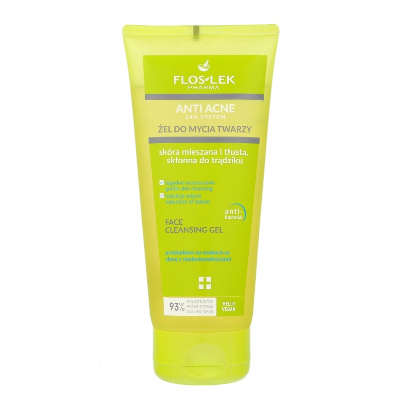 FLOSLEK Pharma Anti-Acne 24H System Żel oczyszczający do skóry mieszanej,tłustej i trądzikowej 200ml