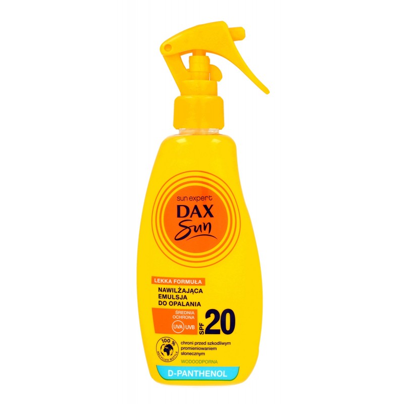 DAX Sun Nawilżająca emulsja do opalania SPF 20 z d-panthenolem w sprayu 200 ml