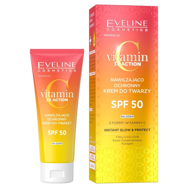 EVELINE Vitamin C 3x Action Nawilżająco-ochronny krem do twarzy SPF 50 na dzień 30 ml