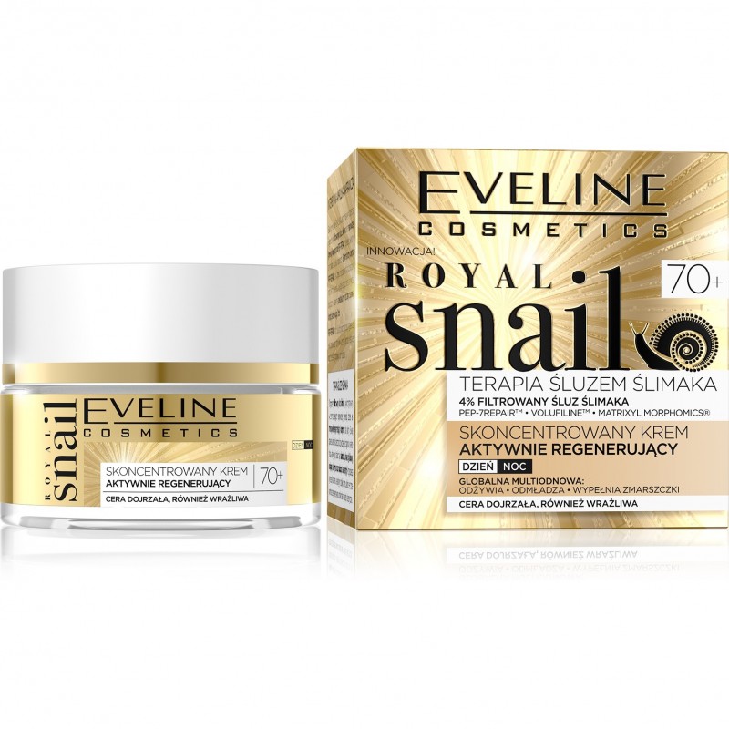 EVELINE Royal Snail 70+ Skoncentrowany krem aktywnie regenerujący dzień/noc 50 ml