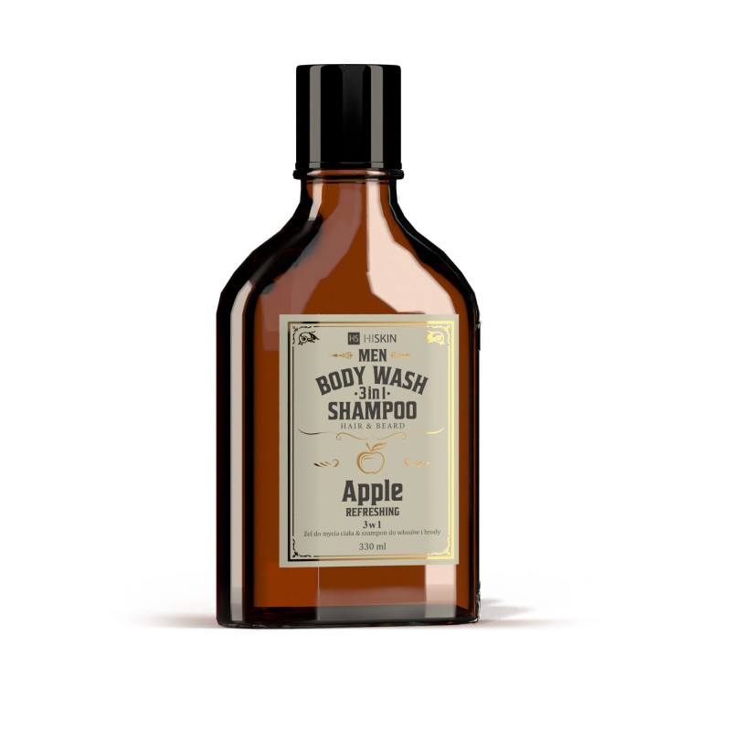 HISKIN Men Whisky Żel do mycia ciała i szampon do włosów i brody 3w1 - Apple 330 ml