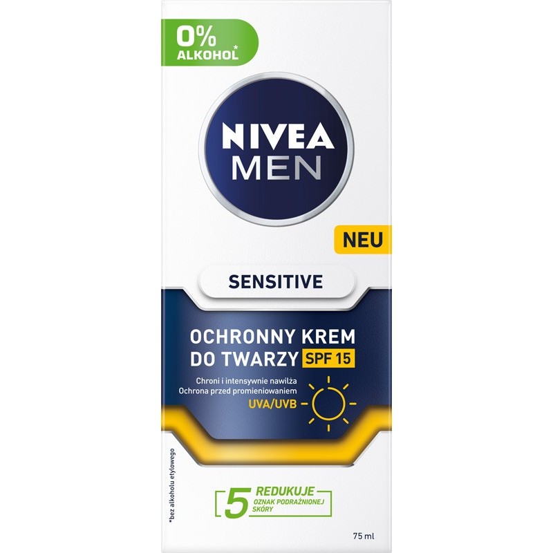 NIVEA MEN Sensitive Łagodzący krem nawilżający do twarzy z SPF15 75 ml