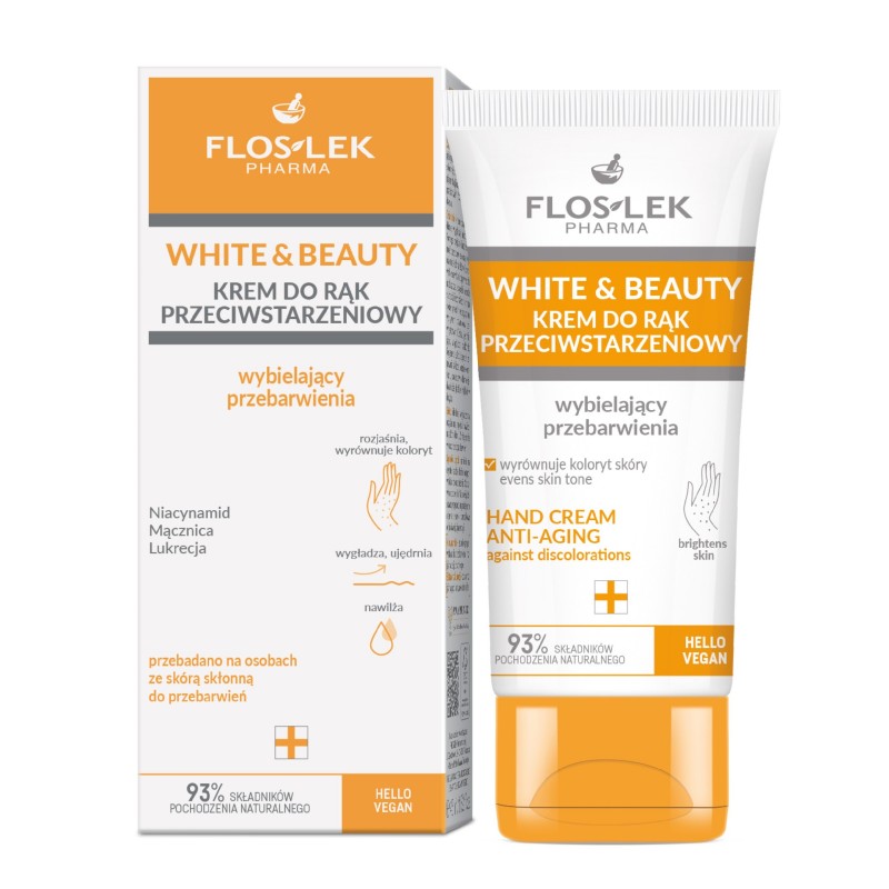 FLOSLEK PHARMA White & Beauty Krem do rąk przeciwstarzeniowy - wybielający przebarwienia 45ml