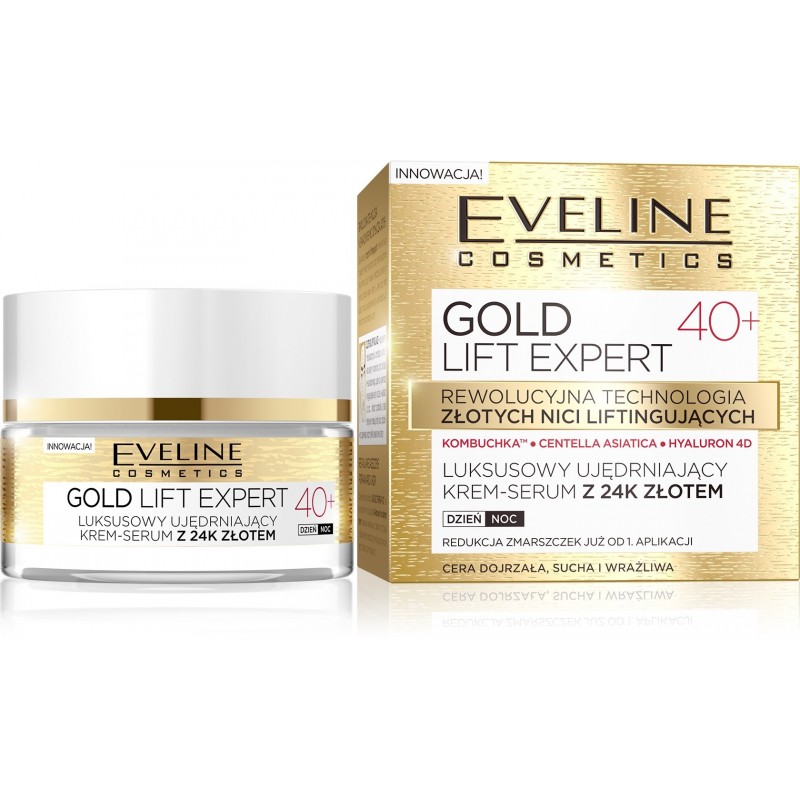 EVELINE Gold Lift Expert 40+ Luksusowy ujędrniający krem-serum z 24k złotem dzień/noc 50 ml
