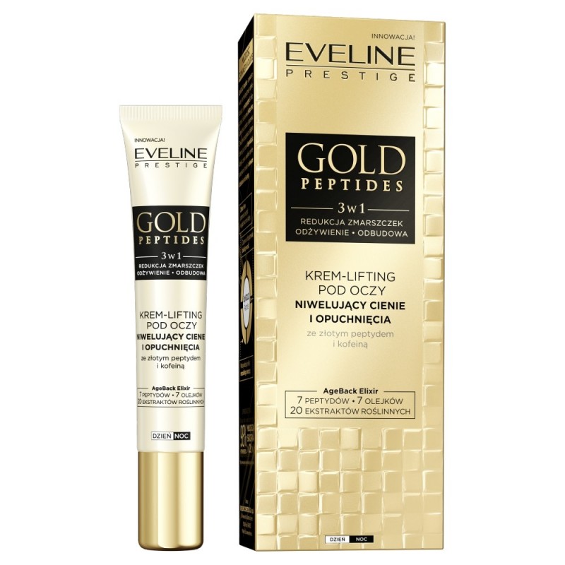 EVELINE Gold Peptides Krem-lifting pod oczy niwelujący cienie i opuchnięcia 3w1 15 ml