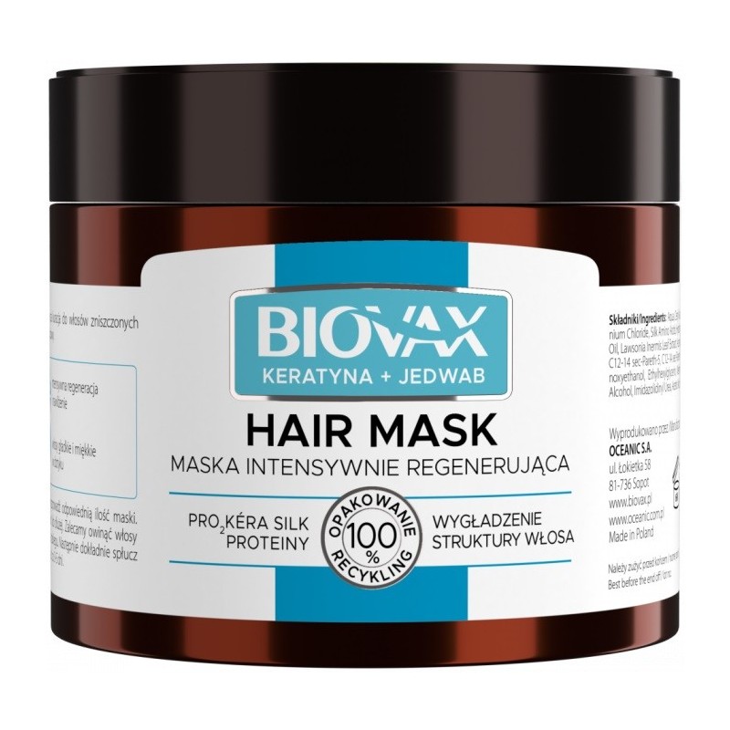 L`BIOTICA Biovax Hair Mask Maska do włosów intensywnie regenerująca - Keratyna + Jedwab 250ml