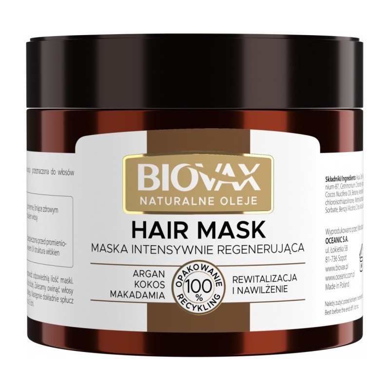 L`BIOTICA Biovax Hair Mask Maska do włosów intensywnie regenerująca - Naturalne Oleje 250ml