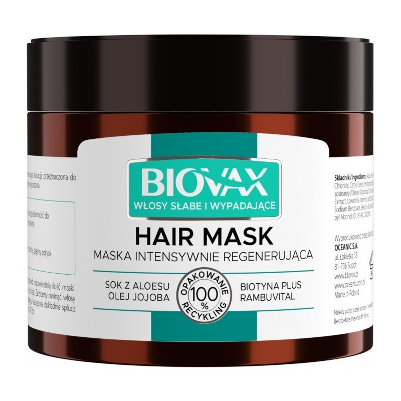 L`BIOTICA Biovax Hair Mask Maska do włosów intensywnie regenerująca -Włosy słabe i wypadające 250ml