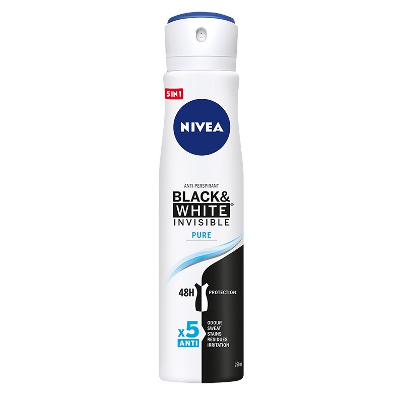 NIVEA Antyperspirant damski w sprayu Black & White Invisible Pure 250 ml
