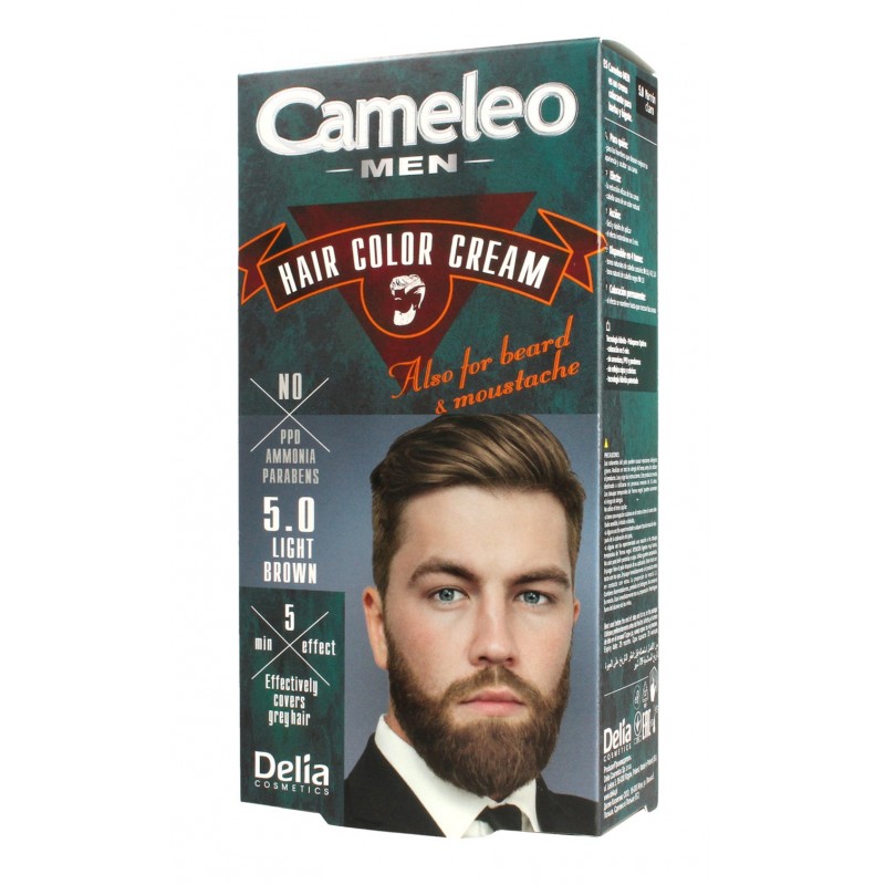 DELIA COSMETICS CAMELEO MEN Krem koloryzujący do włosów, brody i wąsów 5.0 Light Brown  30ml