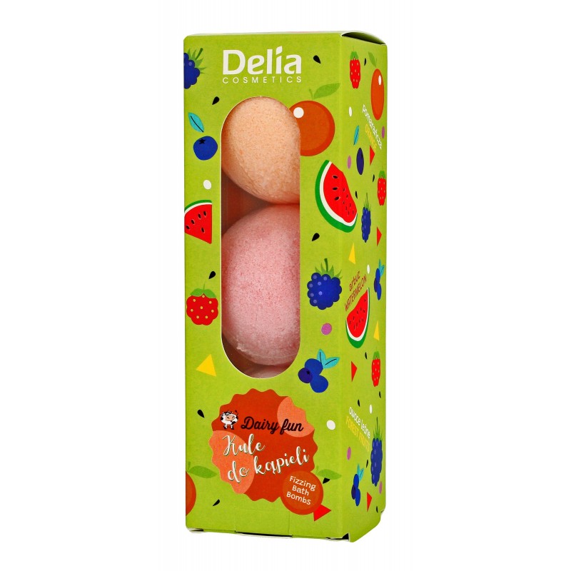 DELIA DAIRY FUN Musujące kule do kąpieli Pomarańcza Arbuz Owoce Leśne 3x100g