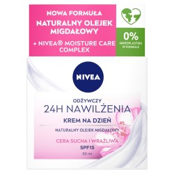 NIVEA 24H Nawilżenia Odżywczy krem na dzień do cery suchej i wrażliwej SPF 15 50 ml