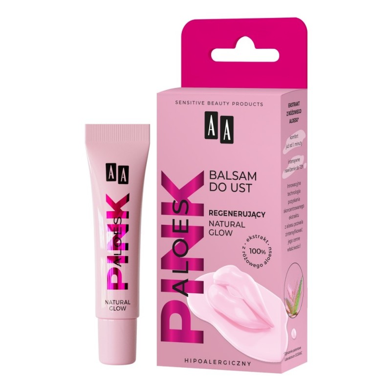 AA Pink Aloes Regenerujący Balsam do ust Natural Glow 10g