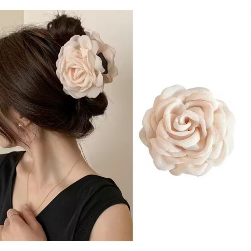 ECARLA Spinka do włosów duża klamra XL - kwiat kremowa róża 9 cm SP288K