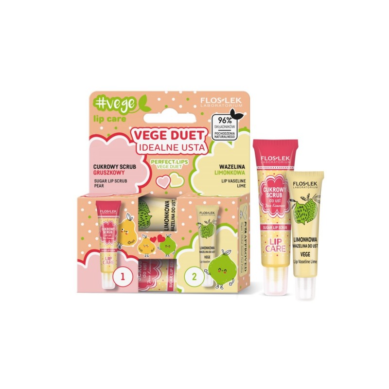 Floslek Lip Care Vege Duet Idealne Usta ( scrub gruszkowy 14g + wazelina limonkowa 10g)