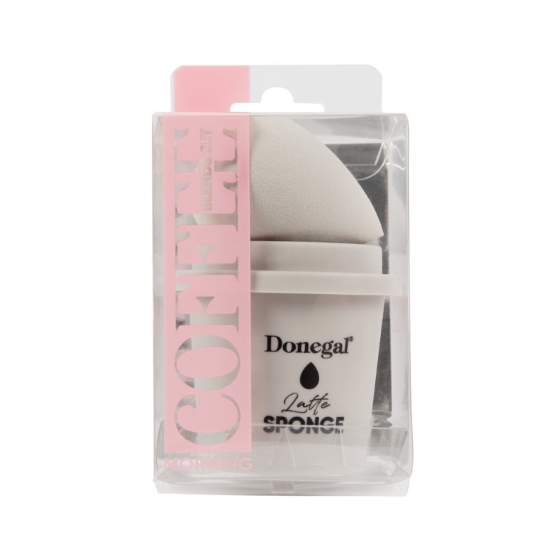 DONEGAL Gąbka do makijażu Morning Coffee - Latte z etui (4350)