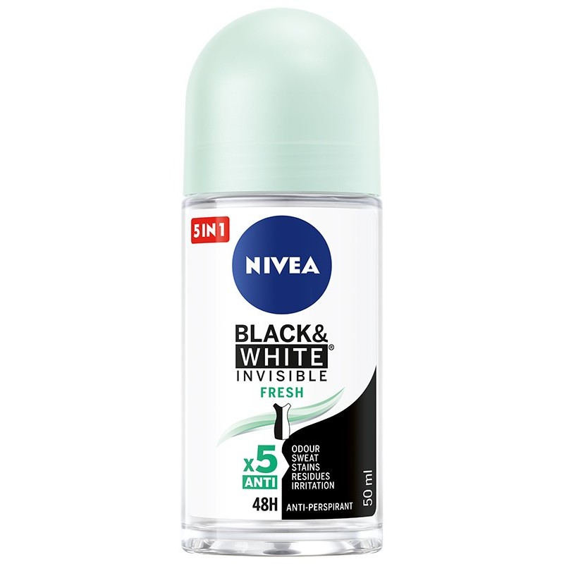 NIVEA Antyperspirant damski w kulce Black & White Invisible Fresh 50 ml