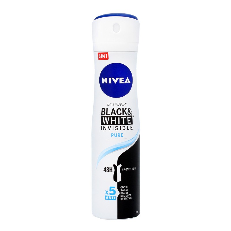NIVEA Antyperspirant damski w sprayu Black & White Invisible Pure 150 ml