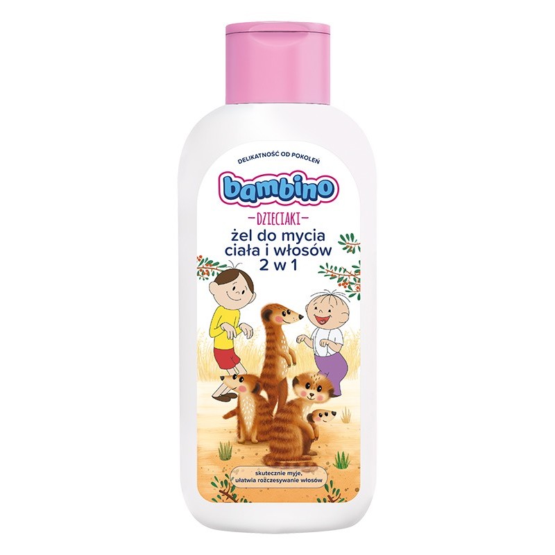BAMBINO Dzieciaki Żel do mycia ciała i włosów 2w1 edycja limitowana z Bolkiem i Lolkiem - surykatki 400 ml