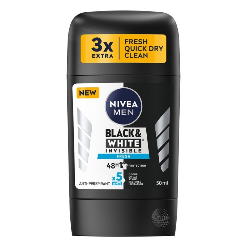 NIVEA MEN Antyperspirant w sztyfcie Black & White Invisible Fresh 50 ml