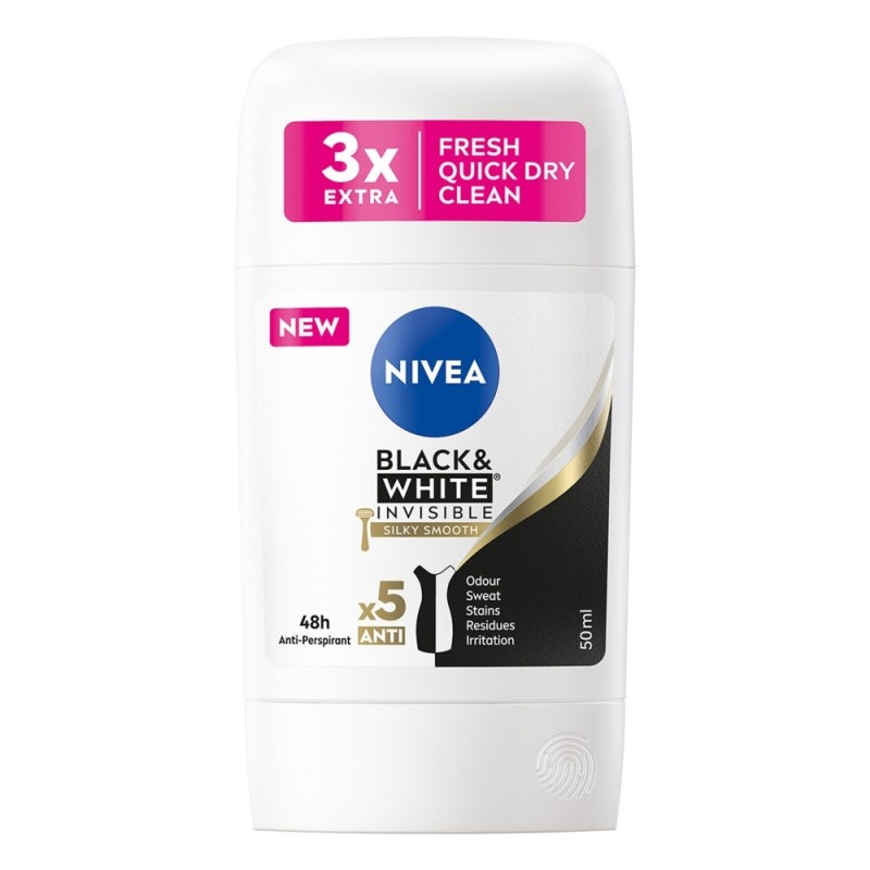 NIVEA Antyperspirant damski w sztyfcie Black & White Invisible Silky Smooth 50 ml